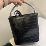 Aota Elena Bucket Bag Black Vegan Leather Crocodile Embossed Photo 7