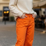 ZARA  women’s orange wide leg high rise jeans size 34 Photo 0