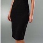 Black Halo Eva Ruffle Plunge Black Sheath Dress Size 4 Photo 0