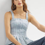 White House | Black Market  Denim Peplum Corset Style Tank Top I46 Photo 0