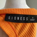 LIONESS  One Shoulder Cropped Orange Ribbed Tank Small Stretchy Photo 3