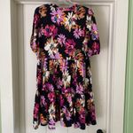 Pioneer Woman V Neck Jersey Tiered Dark Romantic Cottagecore Dress Medium Black Photo 1