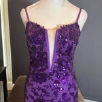 Women’s Purple Mermaid Fit Prom Party Dress Sparkly Sequins Lace Up Back Size 4 Photo 1