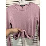 Mixed Threads Pink Ribbed Long Sleeve Tie Waist Top Size M‎ Round Neck Size M Photo 1