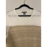 Kate & Mallory Beachy Coastal Grandma Beige White Open‎ Knit Crochet Lightweight Sweater 1X Photo 2