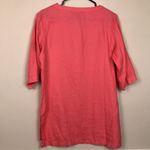 Ellen Tracy  Women’s Linen Quarter Zip Gold-Colored Tassel Coral Hi-Low Blouse Photo 6