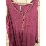 Free People  Linen Burnout Button Front Henley Traveler Tank, S Photo 2