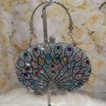 Silver Peacock Clutch with Colorful Gemstones Photo 0