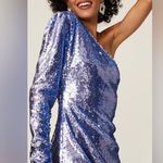 Bardot Blue Sequin One Shoulder Dress Periwinkle Blue-Purple Mini Dress sz 12 Photo 5