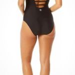 Hurley Sz XL One Piece Black Swimsuit W Cut Out Design In Back Photo 8