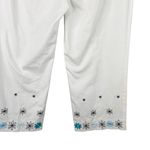Loft Ann Taylor Ann Pants Cropped 10 White Embroidered Flowers Photo 6