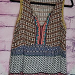 Anthropologie  RANNA GILL CROCHET TRIM BOLD BOHO PRINTED LONG LINE TANK TOP SMALL Photo 0