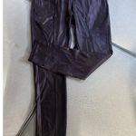 Women's Move Theology Black Faux Leather Joggers Size L Size L Photo 0