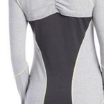 Lucy Tech Women’s Top Long Sleeved Ruched Thumbholes Grey Stripe Large Photo 1