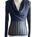 SheIn stunning black and silver shimmer top, cowl neck, long sleeves Photo 0