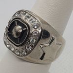 Crown Silver & Black Colored Baseball Star Ring Silver Photo 3