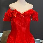 Women’s Red Fairy Tale Prom Party Dress Butterflies Corset Back Size 4 NWT Photo 1