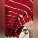 Free People Red and Grey Striped Waffle Knit Oversized Long Sleeve Photo 3