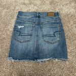 American Eagle Medium Wash Ripped Jean Skirt 0 Photo 1
