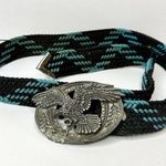Vintage EJCO USA Made Double S Woven Braided Belt Eagle Buckle Blue Black Photo 0