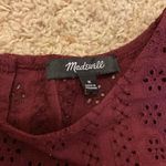 Madewell  maroon Eyelet Tiered Button Back Top size medium Photo 2