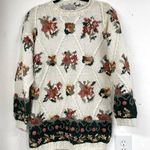 Vintage Krystal Cove Cream Floral Embroidery Grandma Core Women’s Sweater SP Green Size undefined Photo 0