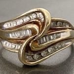 Solid 10k Yellow Gold Round & Baguette Genuine Diamond Anniversary Ring Sz 10 Photo 0