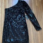 EXPRESS NEW!  One sleeve black sequin cocktail dress mini Photo 1
