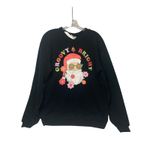 Groovy‎ & Bright Santa Sweatshirt Hippie Christmas Holiday Retro Top Small Black Photo 1