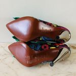 2010 LANVIN x H&M Green Floral Print Bow Mirrored Heels Pumps Photo 8