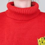 Vintage 90s Santa Claus Rudolph Red Turtleneck Sweater Size M Photo 3