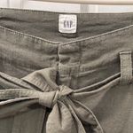 Gap Paper Bag Waist Wide Leg Linen Pants Olive Green Size 14 Minimalist Preppy Photo 1