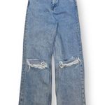 ZARA  Women's Light Wash Ripped Knee Distressed Hem Wide Leg Jeans USA 2 EUR 34 Photo 0