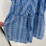 Loft Ann Taylor Blue Floral Cotton Elastic Waist Embroidered Halter Romper Large Photo 5