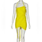 Mistress Rocks  SEXY Yellow Ruched Halter Mini Dress Size XSmall Photo 1