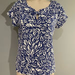 Rafaella Blue white patterned top shirt blouse  woman’s large EUC Photo 0