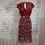 Anthropologie Plenty  Women's Arcadia Accordion Pleated Laced Midi Dress Brown Si Photo 6