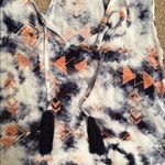 Ocean Drive White and Blue Sleeveless Tank Top with Tie Front Photo 2