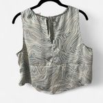 Open Edit  turquoise & white topographic print top - Size Large Photo 2