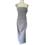 ZARA Gray Maxi Ruched Slit Party Dinner Maxi Dress Size Large Photo 2