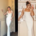 Helsa  Yasmin Maxi Dress Minimalist Ruched Slip Baby Yellow Ivory XS EUC Photo 9