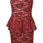 Madam X Red Lace One Shoulder Dress with Peplum NWT Size 6 Lace Cocktail Dress Photo 0