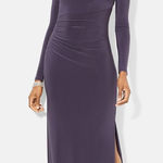 Lauren Ralph Lauren Purple Bead Embellished Long Sleeve Evening Gown 2 Photo 0