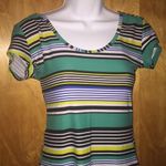Derek Heart Green Striped Bodycon T-Shirt Dress Size Medium Photo 1