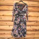 Mac Duggal NWT  Black Floral Embroidered Tea Length Dress Photo 4