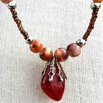 Carnelian Orange beaded pendant necklace Photo 3