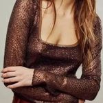 Free People NWOT  Late Night Disco Layering Top in Hot Fudge Sequin - Small Photo 0