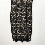 ABS Allen Schwartz Lace Bodycon Floral Dress Size 2 Sleeveless Black Embroidered Flowers Feminine Photo 5
