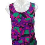 Silk Land 100% Silk Multicolor Abstract Print Sleeveless Cami Blouse Tank Top M Size M Photo 0