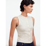 Madewell Split Crewneck Cardigan Tank Lighthouse Beige Knit Vest Medium NWT Photo 1